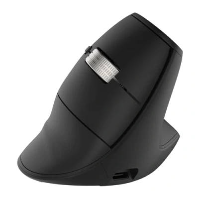 Imagen de T&#039;nB Infinite Ergo Ratón ergonómico vertical de 4800 DPI, rueda desmontable, doble modo Bluetooth y dongle USB, batería recargable larga duración, color negro