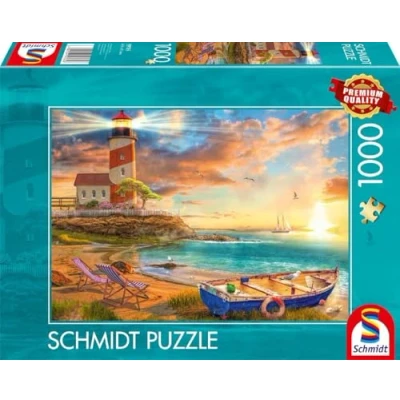 Imagen de Schmidt Spiele Puzle de 1000 Piezas con Puesta Sol en la bahía del Faro 59765, Multicolor