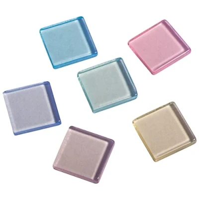 Imagen de Rayher Mosaico acrílico, Transparente, 1 x cm, Aprox. 205 Unidades, Caja de 50 g, Mezcla Tonos Pastel, Cuadrado, Piedras plástico, plástico translúcido, 14540685, tamaño Mediano