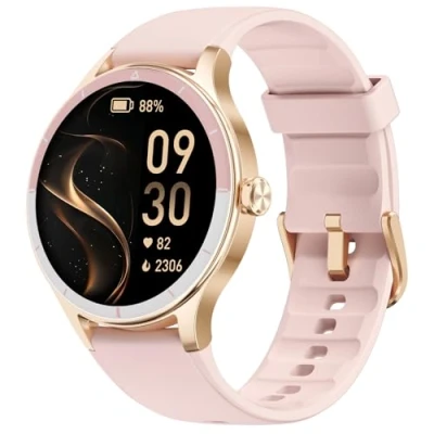 Imagen de TOOBUR Reloj Inteligente Mujer Redondo, Smartwatch Deportivo/Actividad/Running/Cuenta Pasos, Smart Watch Compatible Android/iOS, Responder/Hacer Llamadas, Salud, IP68 Waterproof, Rosa