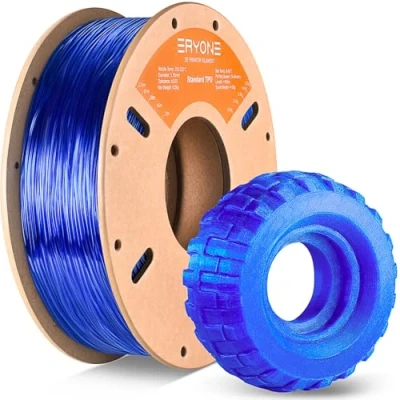 Imagen de ERYONE TPU Filament 1.75mm, 3D Printer 0.5kg 1 Spool, +/ 0.05mm,95A,Azul Transparente