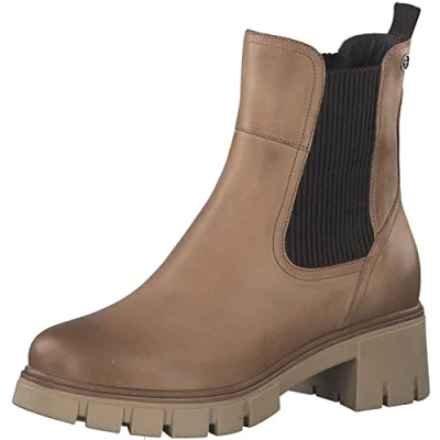Imagen de Tamaris Mujer Botines, señora Botas Chelsea,TOUCHit,Botas,Medias Botas,botín,Bota de Deslizamiento,Plano,Nut,37 EU