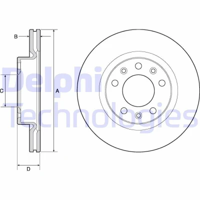 Imagen de DELPHI BG4700C Disco de freno 266 22 5 ventilado revestido sin procesar cojinete rueda, anillo sensor ABS PEUGEOT: 308 II Hatchback, SW 2