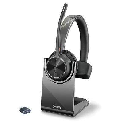 Imagen de Auricular inalámbrico Poly Voyager 4310 UC Bluetooth de un oído y micrófono brazo con cancelación ruido Conexión a PC/Mac/teléfono móvil Funciona Teams, Zoom más