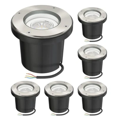 Imagen de ledscom.de 6 pzas. lámpara de pie empotrable BOFU para exteriores giratoria redonda acero inoxidable IP67 150mm Ø incl. LED (blanco cálido, 2.339W, 227lm, 110)
