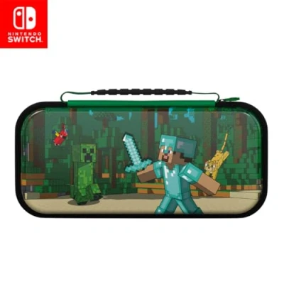 Imagen de Funda PDP Travel Case Minecraft Forest Battle, Para Nintendo Switch, Brilla en la oscuridad, Verde