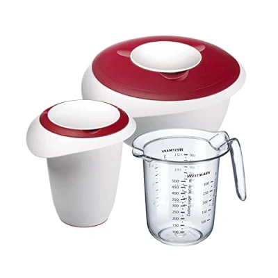 Imagen de Westmark Set de repostería 3 piezas: 1 vaso mezclador 2,5 l, batidor jarra medidora Plástico, Blanco/Rojo/Transparente, 315322E7