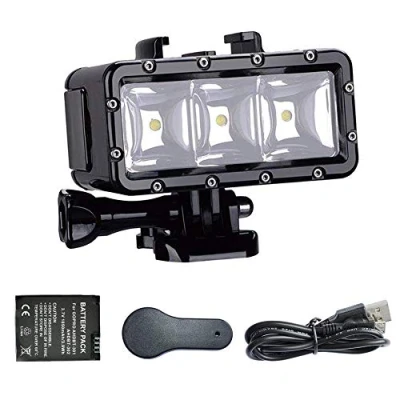 Imagen de Suptig luz LED de Alta Potencia, Regulable, con Doble bater Iacute;a Recargable, Impermeable, para Buceo o como Nocturna GoPro Hero 13/Hero 12/Hero 11/Hero10/Hero 9/8/7/6/5/5S/4/4S/3+/3/2