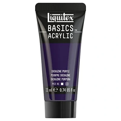 Imagen de Liquitex Basics Pintura Acrílica, Para Bellas Artes y Manualidades, Resistentes a la Luz, Viscosidad Media, Acabado Satinado, Tubo de 22 ml Violeta Dioxacina