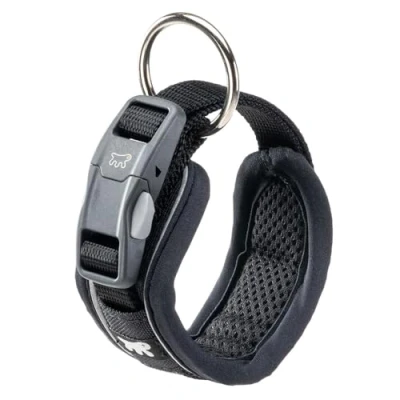 Imagen de Ferplast Collar Perro Genius C15/35, Reflectante, Transpirable, Ajustable, Cierre Magnetico Seguro con Hebilla Rápida, Collares para Perros Pequeños, Suave Acolchado, Negro