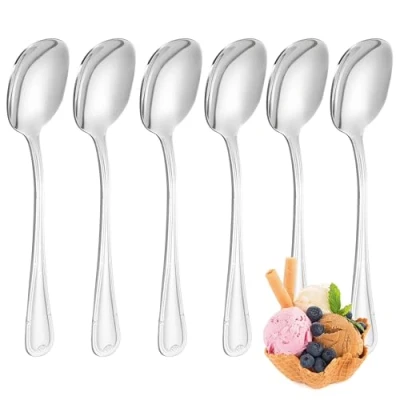 Imagen de YS FAMILY Pack 6 Cuchara de Helado Acero Inoxidable Diseño Flor, Elegancia y Funcionalidad para Cada Ocasión, Cubiertos Alta Gama Hogar Restaurante, 14.4x3CM