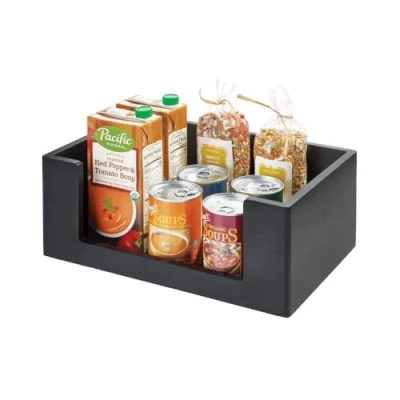 Imagen de iDesign The Home Edit Series, Frente abierto, Papelera con asas, Madera, Negro