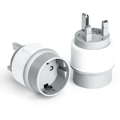 Imagen de Adaptador Enchufe Ingles a Español de Viaje Europa Reino Unido UK Tipo E/F G para Britanico Irlanda Escocia Blanco 2 Piezas