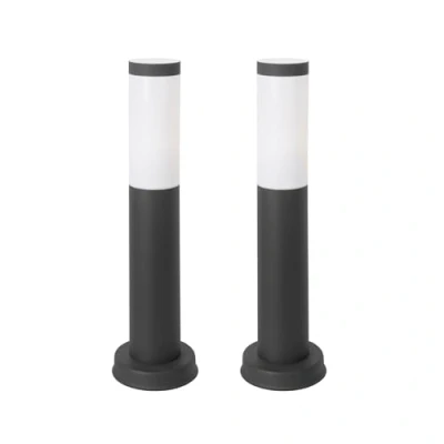 Imagen de FORLIGHT Koral (2uds) Baliza Exterior para Jardín Resistente al Agua IP55. Bolardo de Acero Inoxidable Gris Urbano 23W