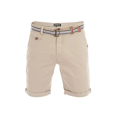 Imagen de riverso RIVKlaas Pantalones Cortos Chinos para Hombre, Corte Regular, Bermuda, de Verano, 98% algodón, Verde, Rojo, Azul, Beige, Gris, W30 W42 Middle Beige (60301) W33