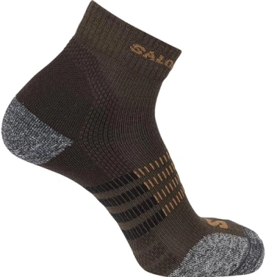 Imagen de Salomon Elevation Quarter Calcetines Trail Running Senderismo MTB, Unisexo, Regulación de la temperatura, Amortiguación, Ajuste óptimo, Marrón, 36 38