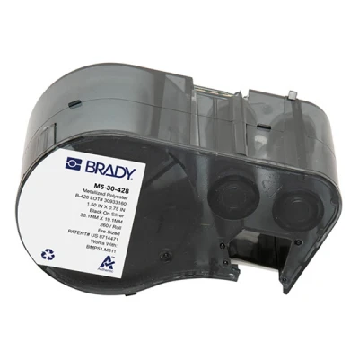 Imagen de BMP53 Brady M5 30 428 etiquetas de poliéster metalizado negro sobre gris claro 38,10 mm x 19,05