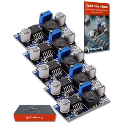 Imagen de AZDelivery 5 x LM2596S DC Adaptador de Corriente Modulo Step Down Compatible con Arduino E Book Incluido!