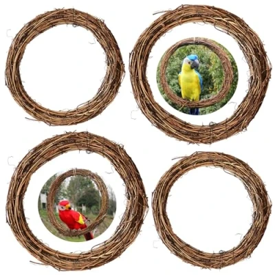 Imagen de Coronas de Vid Navidad ratán Bootoow 4 PCS Guirnaldas Mimbre Natural para Fiesta Boda Decoración Corona Primavera Pascua(15, 20 cm)