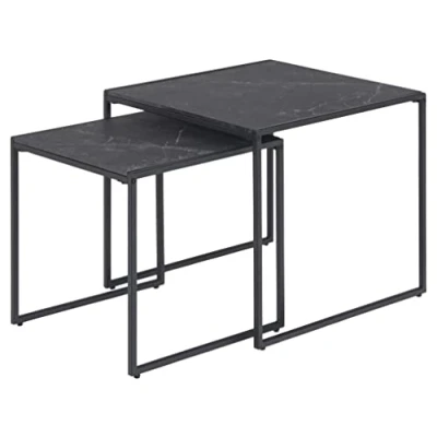 Imagen de AC Design Furniture Ingelise Mesa de café, Madera Metal, Negro, H: 45 x B: 50 T: cm