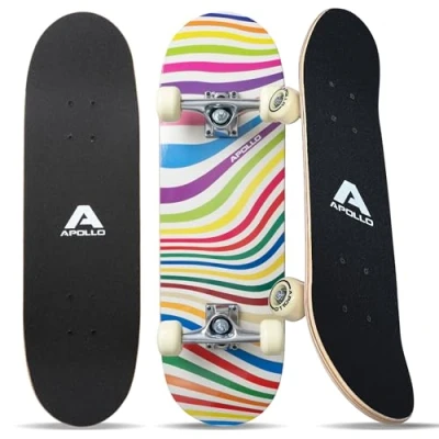 Imagen de Apollo Skateboard Niño, Monopatín Niño con Cojinetes ABEC 3 y Ejes de Aluminio, Skate Completo Diseños Geniales, Monopatines para Niños a Partir Años