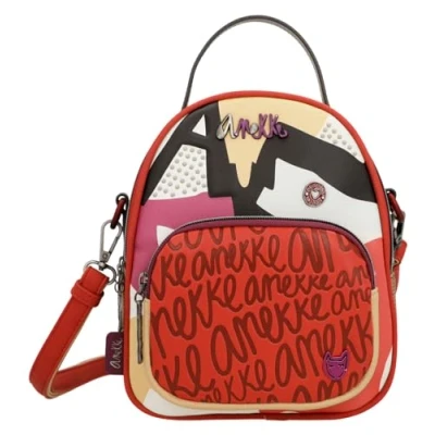 Imagen de Anekke Mochila de Paseo para Mujer con Asas Regulables y Asa Mano 2 Compartimentos Convertible en Bandolera Accesorios Complementos Medidas 19x23x8 cm