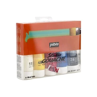 Imagen de Pébéo 230300 Gouache Pack Primarios 5 tubos 100 ml surtidos