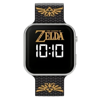 Imagen de Zelda GLZ4013 Reloj digital LED para niños con correa de silicona negra, negro, Moderno