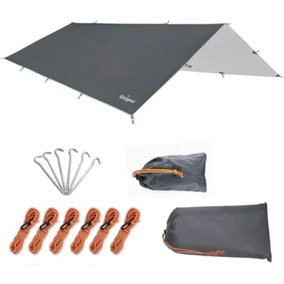 Imagen de Unigear Tarp Rain Fly Lona Impermeable para Senderismo, Plegable, Ligera y Resistente al Agua, Acampar protección contra la Lluvia, Nieve el Sol