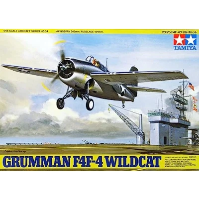 Imagen de Tamiya 61034 1:48 US Grumman F4F 4 Wildcat réplica Fiel, Kit de plástico, Manualidades, modelismo, ensamblar, sin Pintar, Multicolor