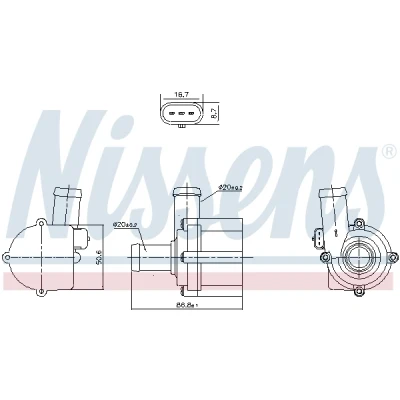 Imagen de NISSENS 831116 Bomba de circulación agua, calefacción auxiliar 12 eléctrico VOLKSWAGEN: Crafter 30 35 Bus, 50 Furgón, Amarok Pick up