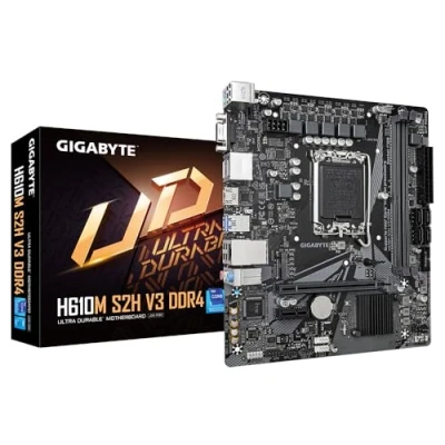 Imagen de Gigabyte Placa Base DDR4 H610M S2H V3 Soporta CPU Intel Core 14ª, VRM Digital híbrido 4+1+1, hasta 3200 MHz DDR4, 1 PCIe 3.0 M.2, GbE LAN, USB 3.2 Gen