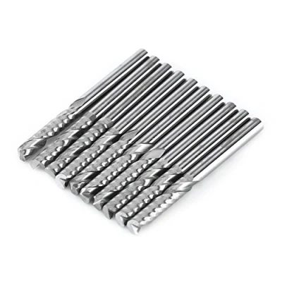 Imagen de 10 unids molino de carburo, extremo tungsteno sola flauta fresadora espiral CNC fresas rotativas conjunto Router Bits 3.175x22 mm