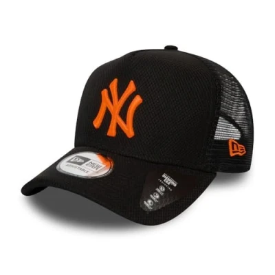 Imagen de New Era York Yankees Frame Adjustable Trucker Cap Diamond Black/Neon Orange One Size