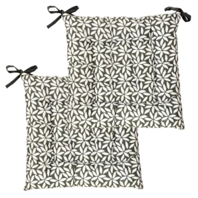 Imagen de Atout Ciel Juego de 2 Almohadillas Silla cuadradas, Bicolor 40 x cm, Color Caqui Impreso/Liso
