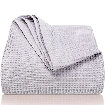 Imagen de LAYNENBURG Manta para sofá Verano 220 x 240 cm XXL Waffle Pique 100% algodón cocha Ligera de como Cama, aireada (Gris)