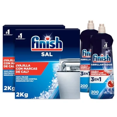 Imagen de Finish Pack 2x Abrillantador Lavavajillas 800ml + Sal 2kg…