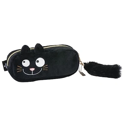 Imagen de moses. Ed The Cat Estuche para lápices, diseño de Gato, Color Negro, poliéster, pequeño Bolsillo Almacenamiento con Cremallera y mosquetón en Llavero extraíble