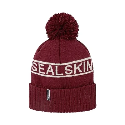 Imagen de SEALSKINZ Heacham Gorro con pompón Impermeable para Tiempo frío, Rojo