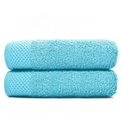Imagen de HIPERMANTA Pack de 2 Toallas Ducha 70x140 100% Algodon. 500 gr/m2. Suaves, Resistentes y Absorbentes. Rizo Americano. Color Tuequesa