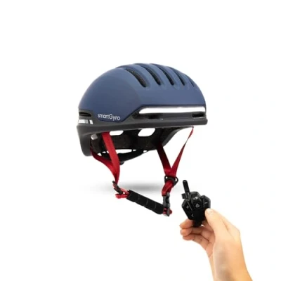 Imagen de smartGyro Casco Inteligente Smart Helmet PRO con luz de Frenado Automática, Intermitentes, Altavoces, Bluetooth, Tamaño M, EPS + PC, Batería, Visera Delantera, Leds Delanteros y Traseros, Color Negro