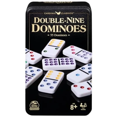Imagen de Spin Master Games, Cardinal Classics juego de dominó doble nueve en lata almacenamiento, para niños, clásico, adultos y niños a partir 8 años