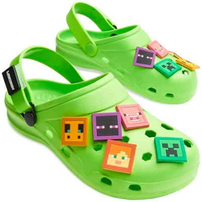 Imagen de Minecraft Zuecos con Charms Removibles para Niños Regalo Gamers (Verde Charms, 34 35 EU)