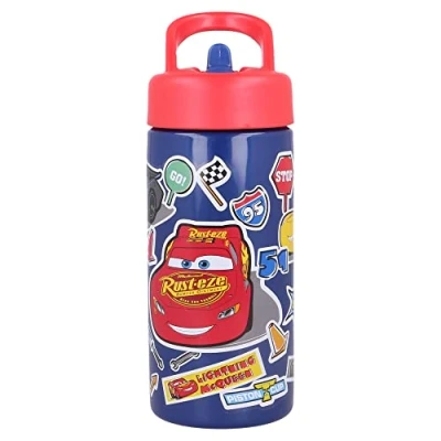 Imagen de Stor Botella de agua deportiva con pajita y asa incorporada 410 ml Cars Disney