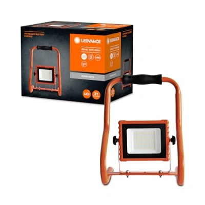 Imagen de LEDVANCE Worklight LED recargable Foco de construcción 110 10W con 4 horas duración la batería, 800 lúmenes, 4000 K blanco frío, IP 44, cabezal lámpara orientable