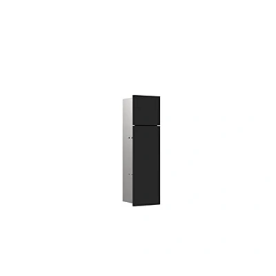 Imagen de Emco Asis Pure Empotrado para baño, Soporte Papel higiénico y escobilla de Inodoro, Armario Alto con función Push to Open, Color Negro Mate, Madera, 17 cm x 60 14,9