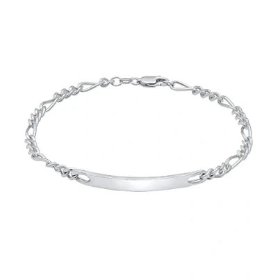 Imagen de Kuzzoi Pulsera de identificación Plata para Hombre, Hecha a Mano Figaro (4 mm) Ley 925 Maciza Pulida, Hombre con Placa grabada y mosquetón