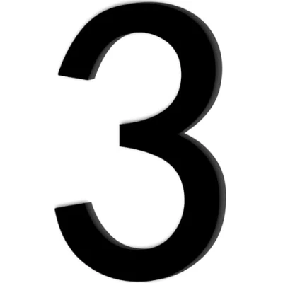 Imagen de Número de Casa Nr.3,Números Adhesivos Altura 10 cm,Números para Casas Acrílico,Numeros Adhesivos,Numero Exterior,para Exteriores,Buzón,Puerta,Patio,Apartamento,Calle,Negro Mate