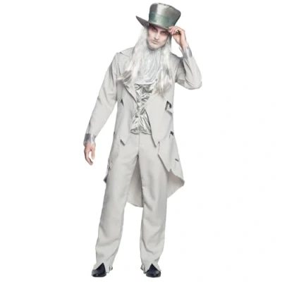 Imagen de Boland disfraz de Novio Fantasma, conjunto con chaleco, abrigo, pantalón y jabot, para carnaval, fiesta temática, halloween o JGA