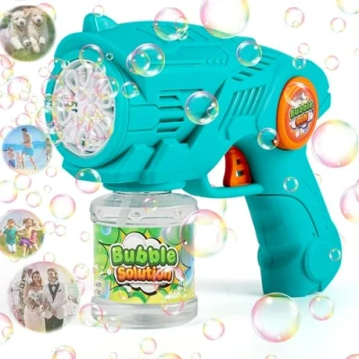 Imagen de ZWOOS Pistola de Burbujas para Niños Electrica, Maquina Jabon Recargable con 110ml Solución Burbujas, Bubble Gun Boda/Cumpleaños/Fiesta,(Azul)